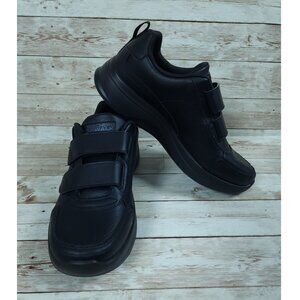 Skechers Go Walk Steady Sneakers Womens 8 Black Leather Hook Loop Shoes